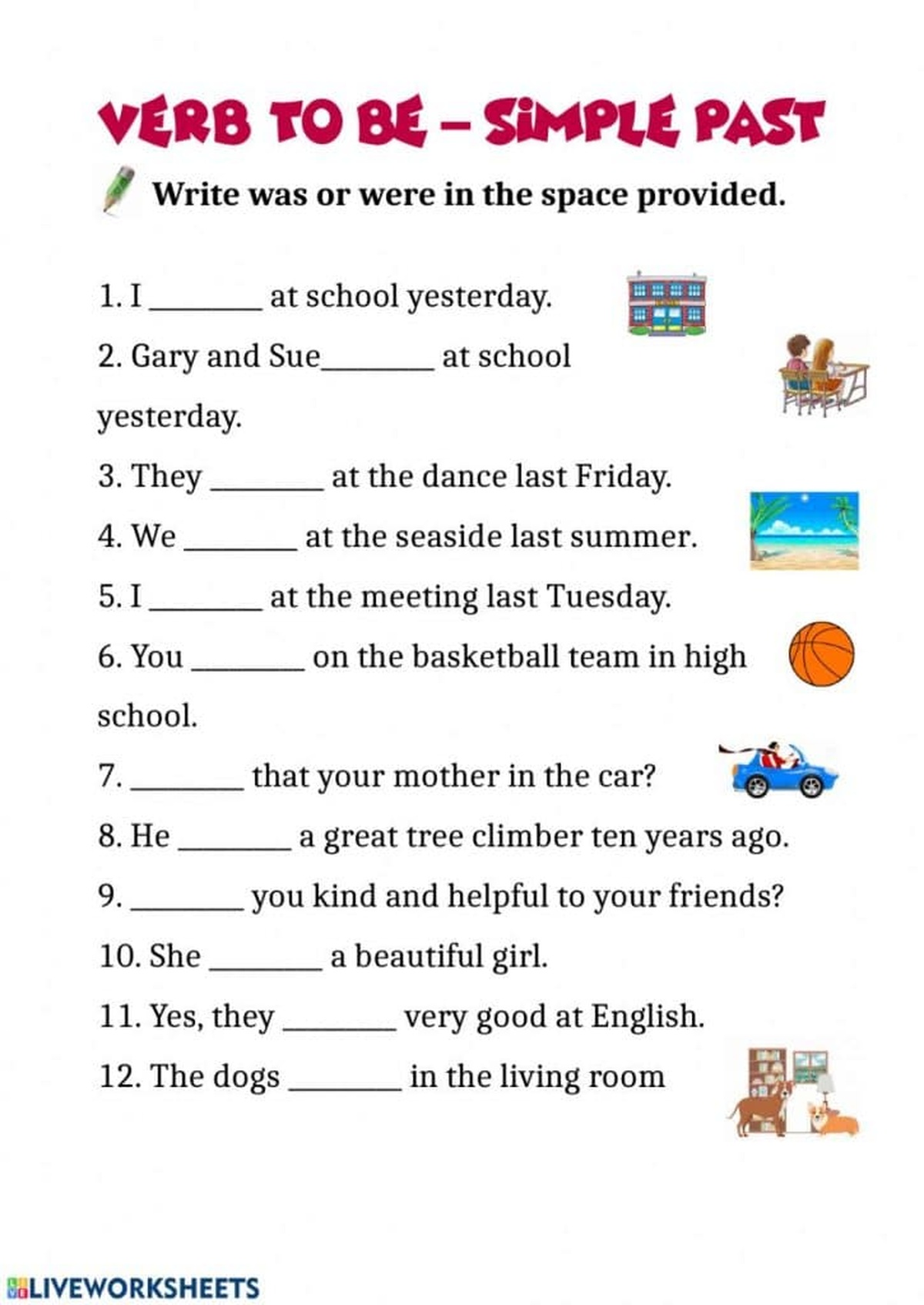 تدريبات على verb to be في الماضي