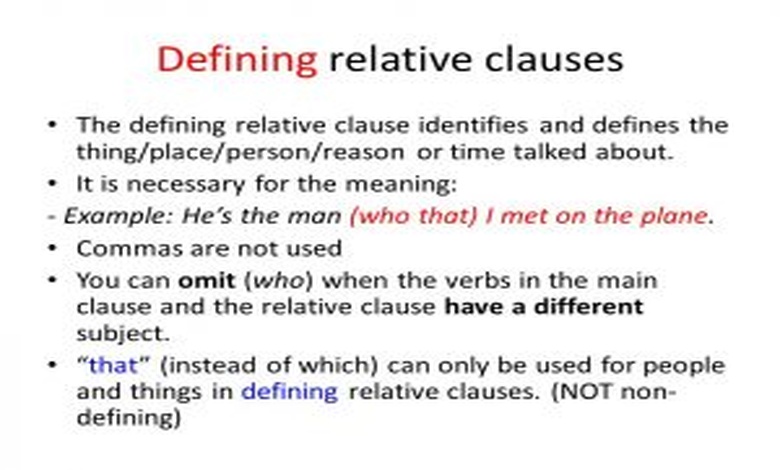 امثلة على قاعدة defining relative clauses