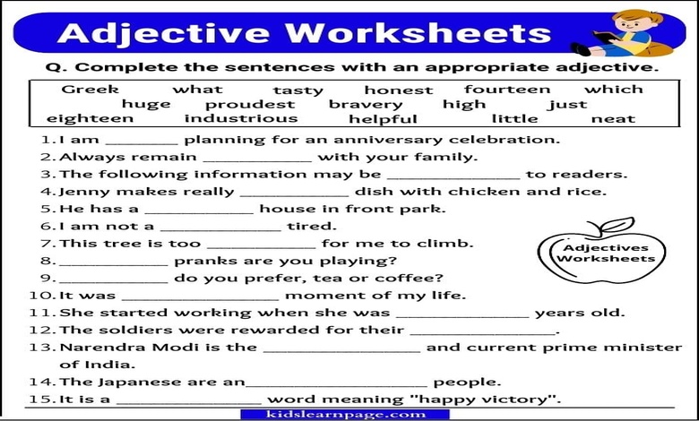 تدريبات على adjectives