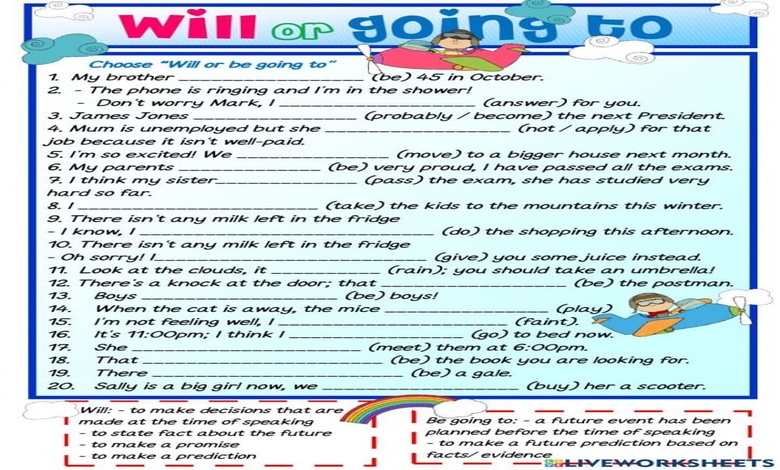 تدريبات على will و going to