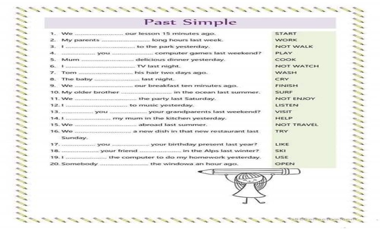 تدريبات على زمن الماضي البسيط pdf