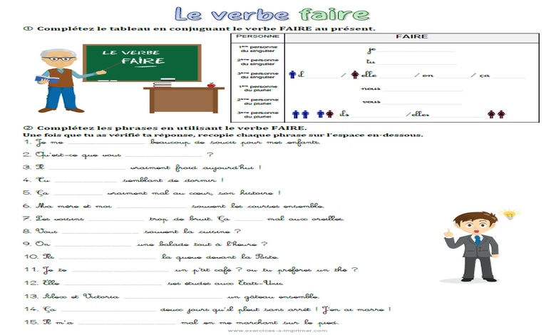 تدريبات على فعل faire
