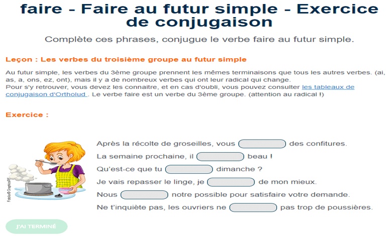 تدريبات على فعل faire