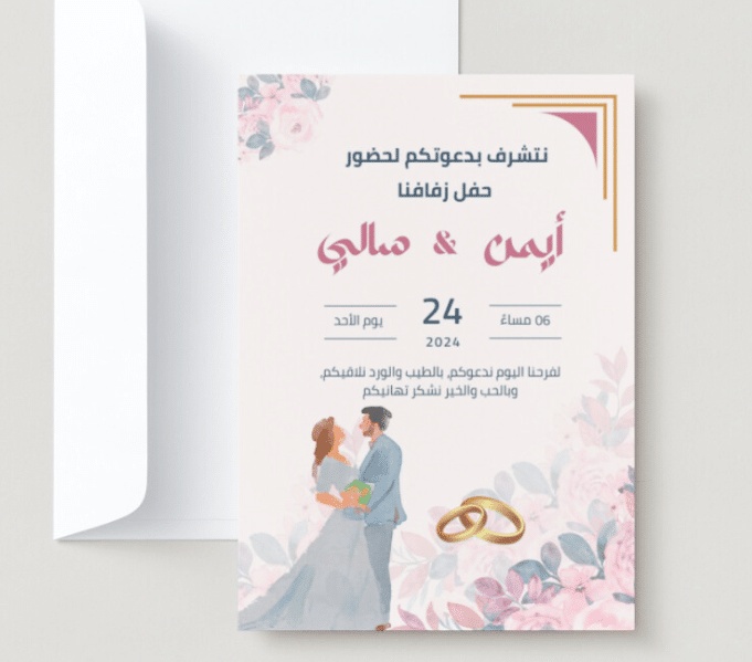 بطاقة دعوة عقد قران جاهزة