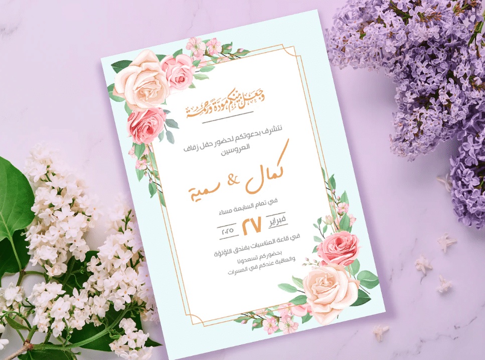 بطاقة دعوة عقد قران جاهزة