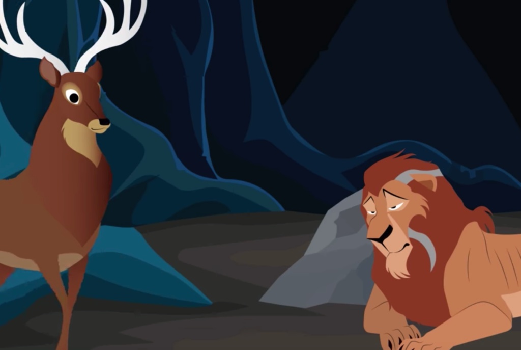 قصص اطفال قصيرة بالصور : قصة الأسد العجوز