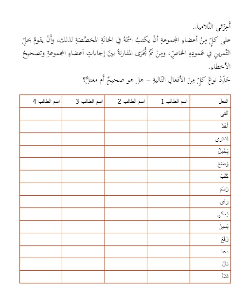 ورقة عمل الصحيح والمعتل