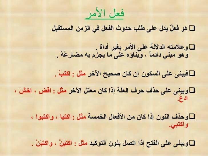 امثلة عن فعل الامر